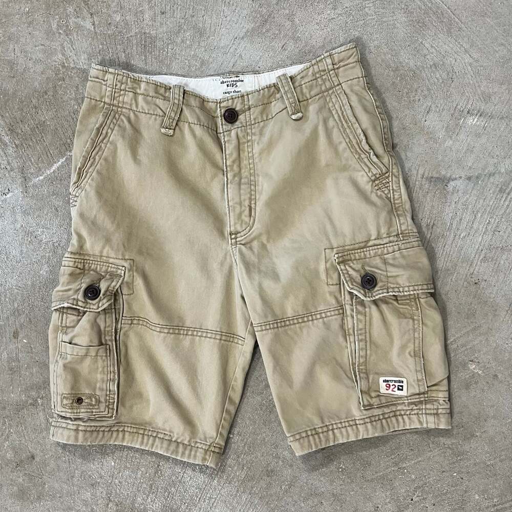 Vintage Y2K Abercrombie and fitch baggy Cargo Shorts Tan 30”